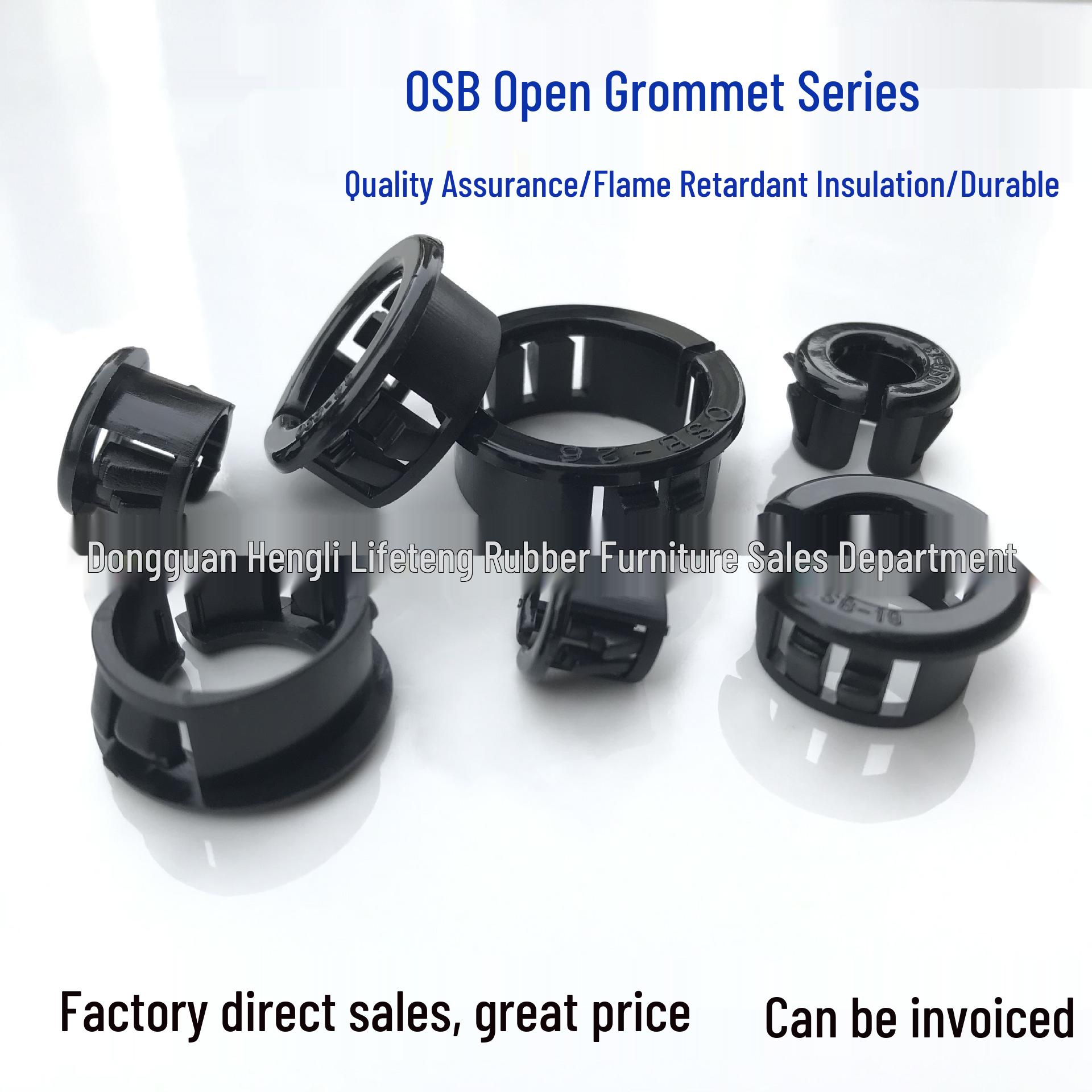 OSB Nylon Panel Hole Plug for Wire Protection OSB-10 Open Grommet Black