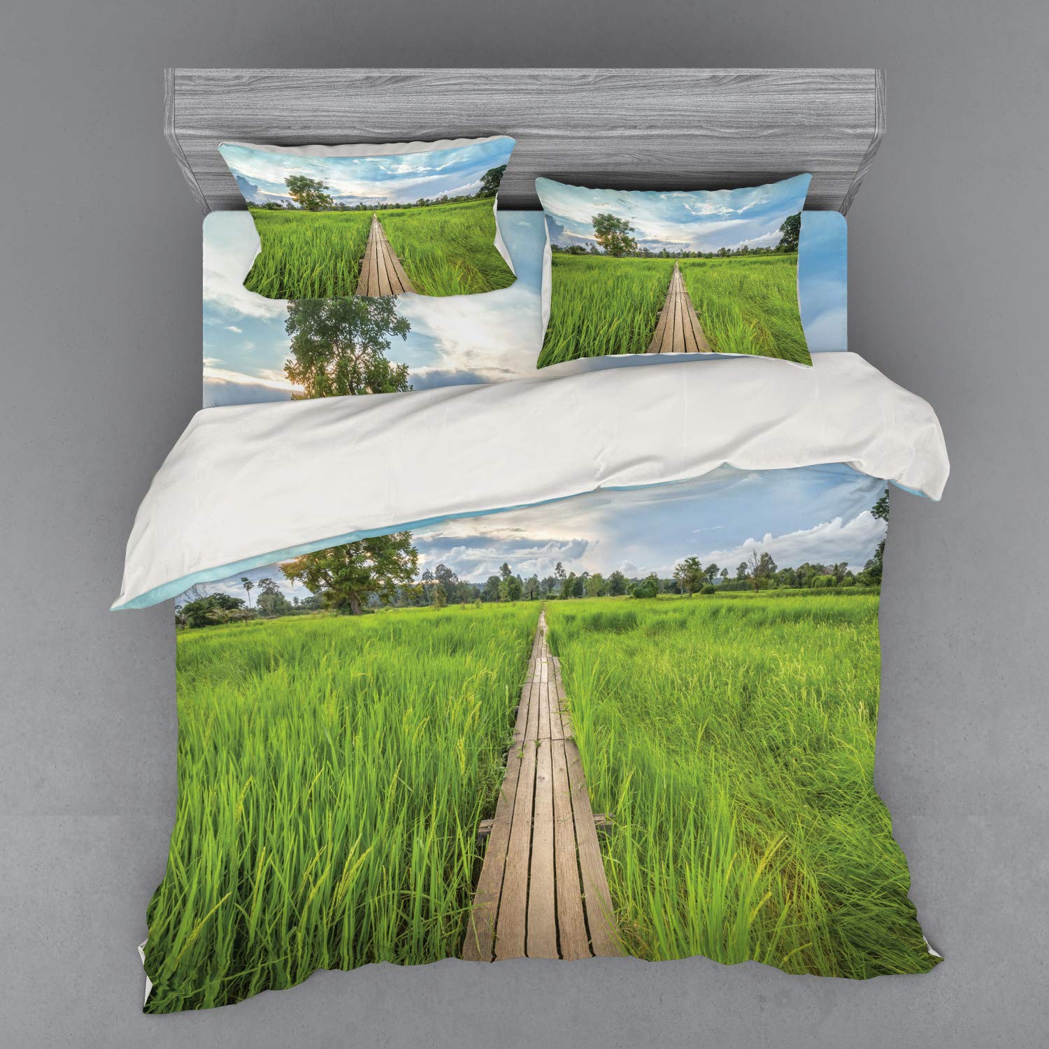 

Rice Field Duvet Cover Set for Teens Queen Lightweight Down Quilt Covers Bedroom Decor 2 Pillowcases 1 Duvet Cover No Comforter EU Single(135x200cm)