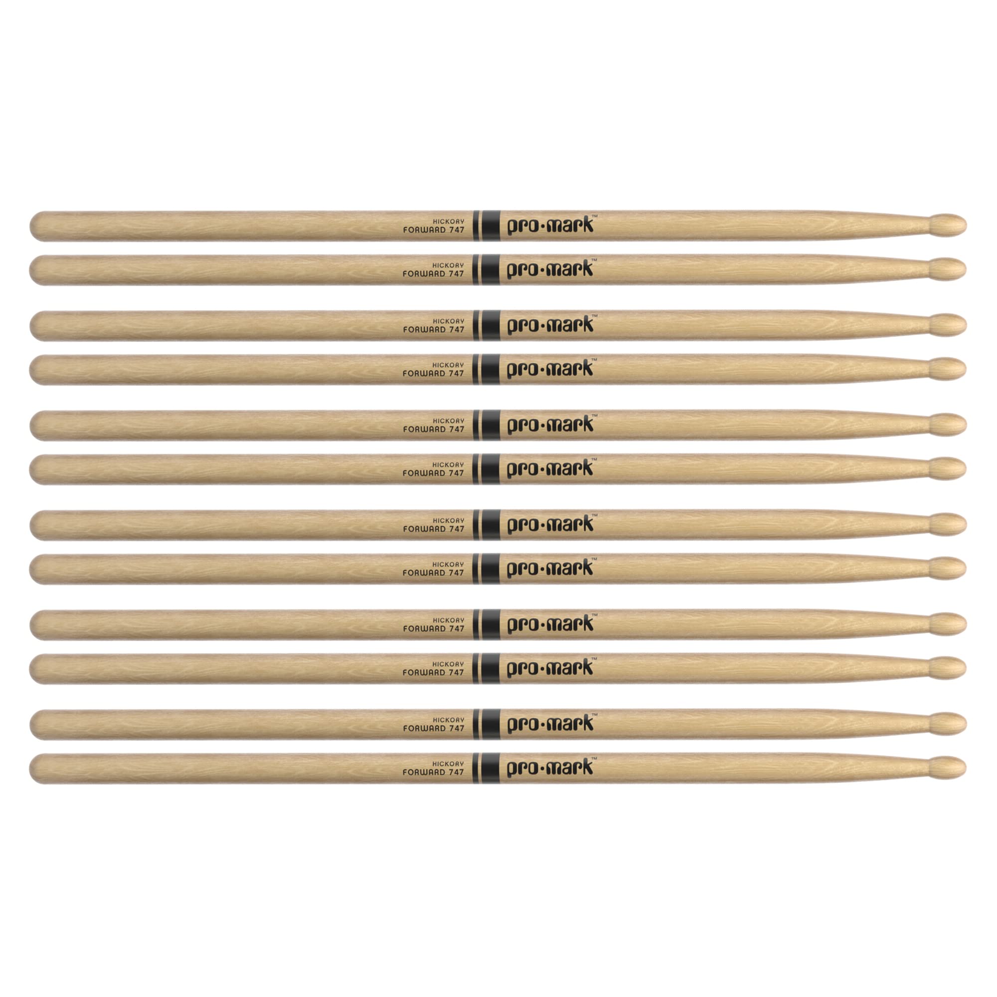 

Promark American Hickory TX747W Rockwood Tip Drumsticks (Set of 6 Pairs)