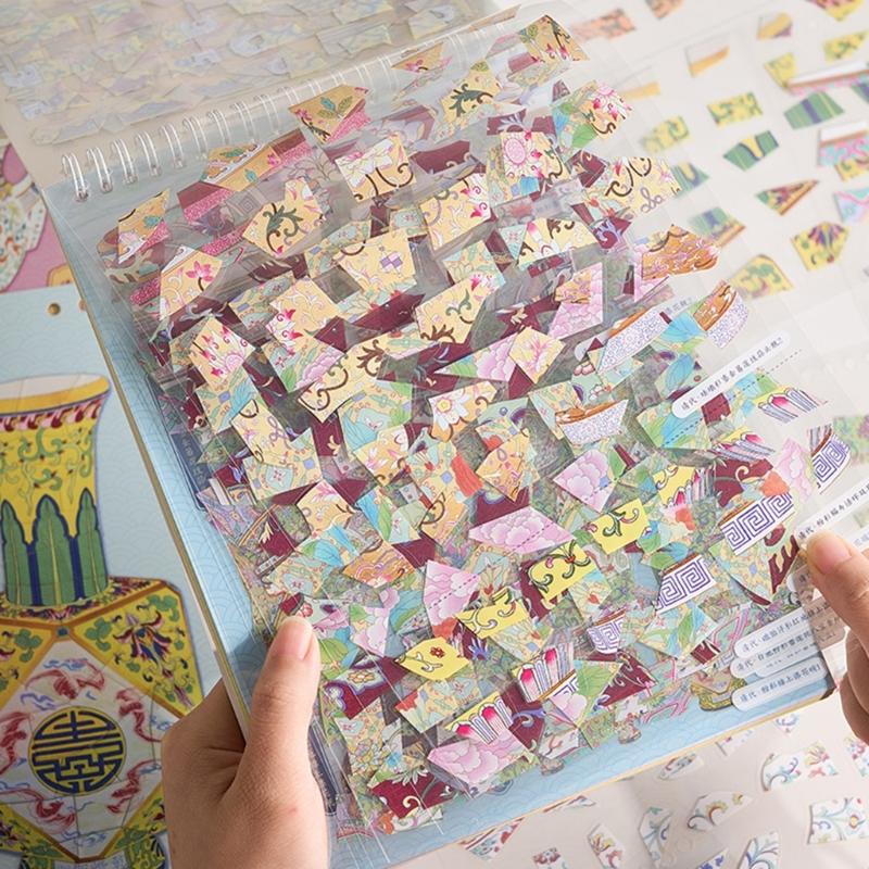 Miniature Ceramic Art Sticker Porcelain Scenery PET Sticker For Journaling Notebook Photo Album Scrapbooking Supplies