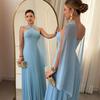 Europäische und amerikanische Damenbekleidung Frühling und Sommer rückenfrei Halskragen ärmellos langes Kleid Taille Pendel Temperament Kleid