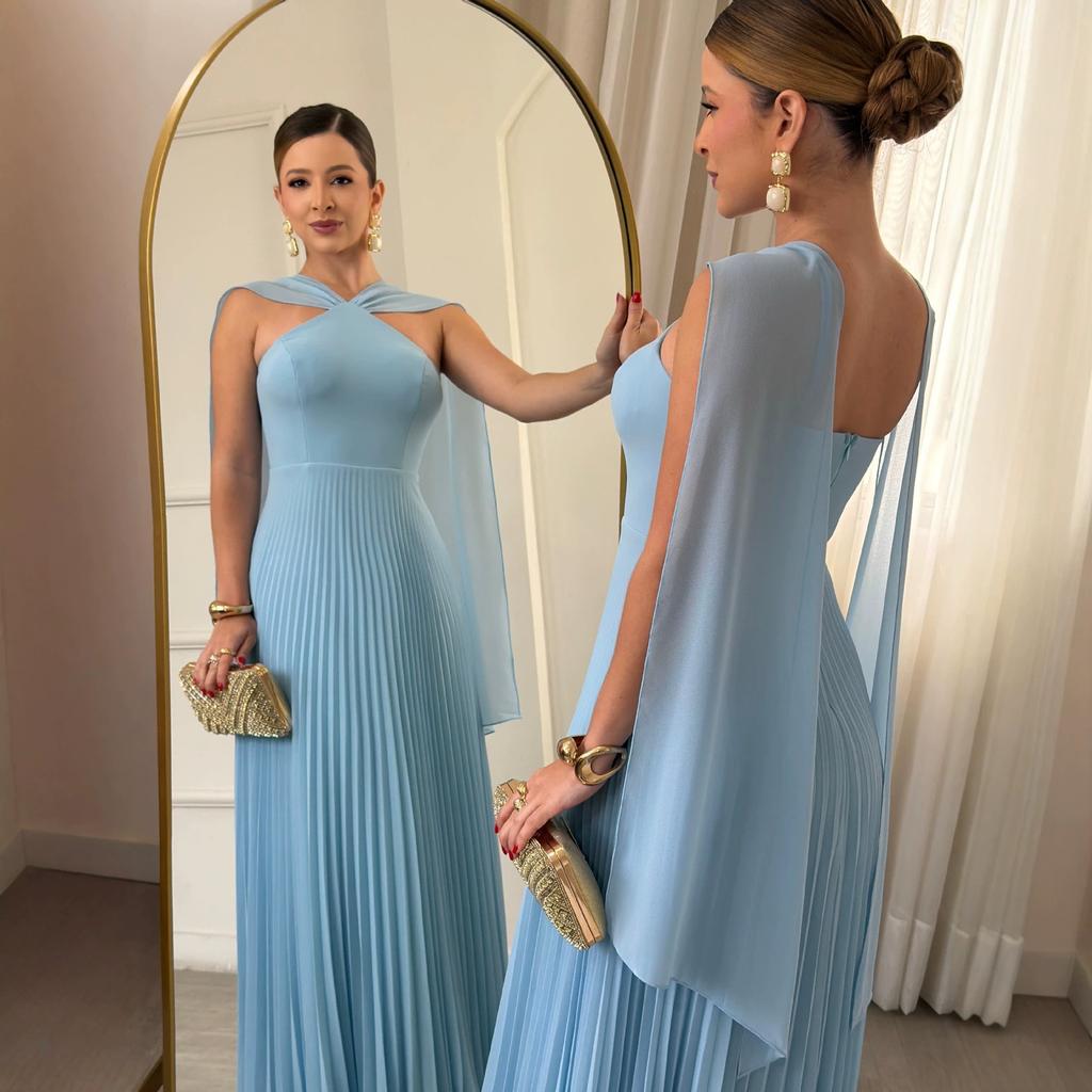 Europäische und amerikanische Damenbekleidung Frühling und Sommer rückenfrei Halskragen ärmellos langes Kleid Taille Pendel Temperament Kleid