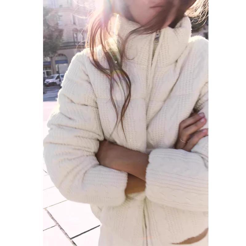 Fall and Winter New Women's Clothing French Style All-Matching Stand Collar Long Sleeves Zipper Short Cotton Jacket Jacket Outwear 6318229