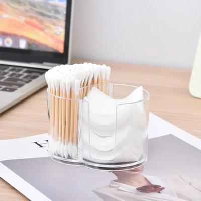 Acrylic Storage Box Bathroom Jar Makeup Organizer Cotton Round Pad Holder Cotton Swab Box Holder Dispenser Organizer Jar