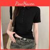 Shortsleeve Fit Polo Womens Slim Collar Tshirt Summer Versatile Temperament Top