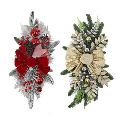 Christmas Staircase Decoration Cordless 60x30cm PVC Exquisite Realistic Stairway Swag for Table Wall