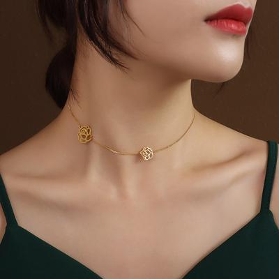 Kalter Wind Persönlichkeit Modeschmuck Wind Titan Stahl plattiert 18K Gold Rose Schlüsselbein Halskette