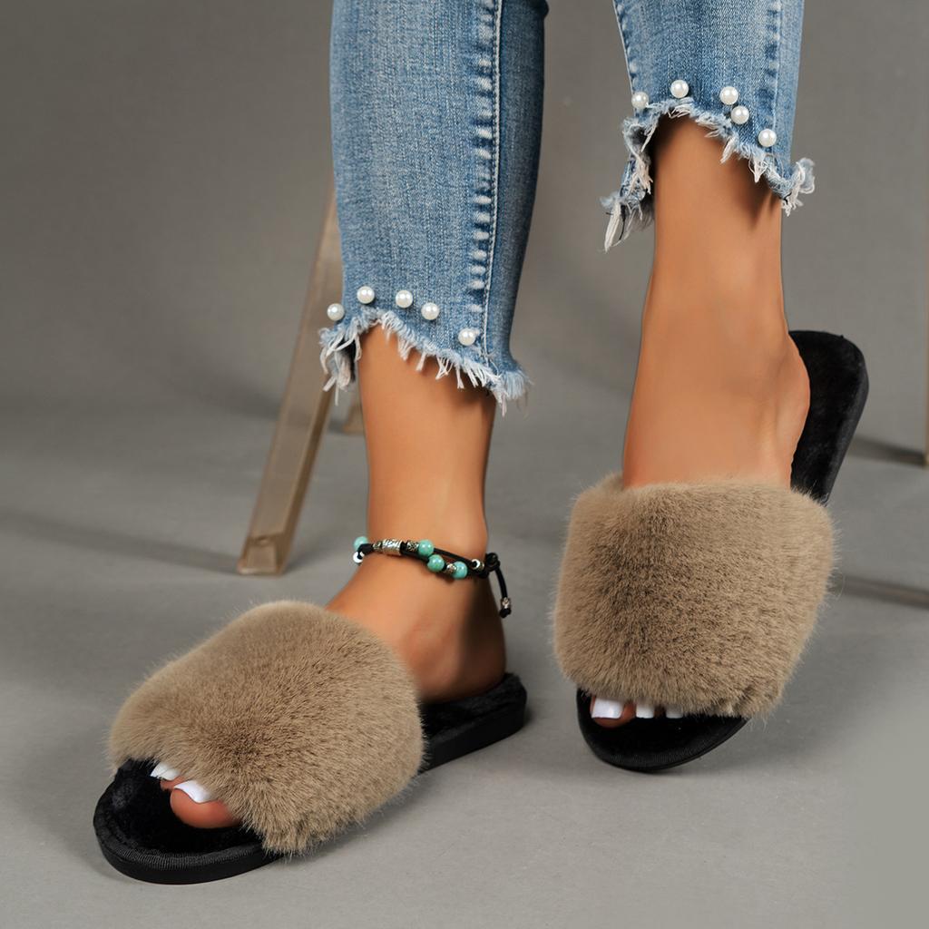 Large size Mao Mao slippers 22 autumn and winter new indoor flat bottom large Mao Mao cotton slippers