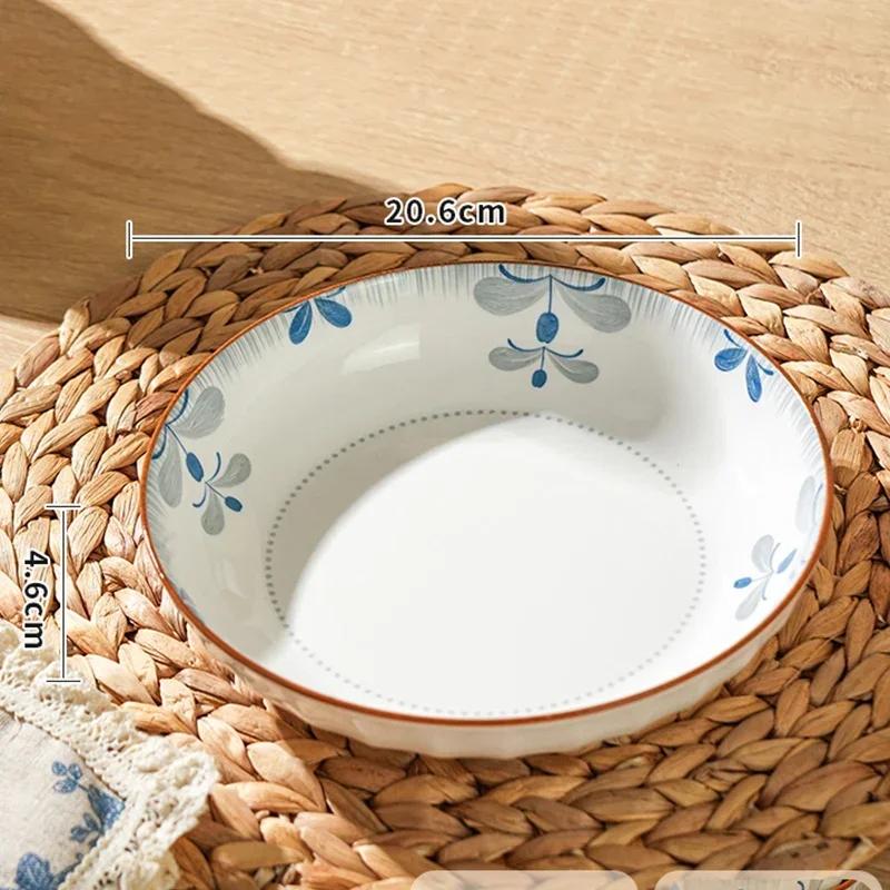 Retro Chinese Style Ceramic Plates Luxury Hotel Restaurant Fruits Salad Plate Home Delicious Dishes Fish Plate Unique Tableware