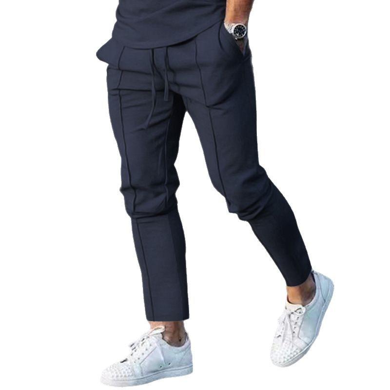 Fashion Men's Sweatpants Spring and Autumn Casual Pants High Street Pants Solid Colour Slim Car Fold Men's Casual Pants