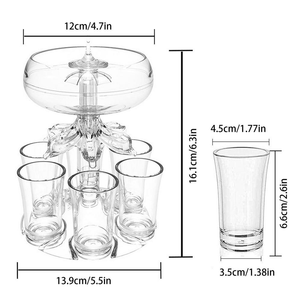 

6 Shot Acrylic Liquor Dispenser Wine Whiskey Beer Dispenser Holder Drinking Games Tools For Christmas Home Party Bar Shot Glass