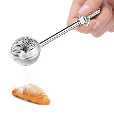 2-teiliges Set rostfreier Backpulverstreuer aus Stahl für gleichmäßiges Streuen, ideal für Hobbyköche