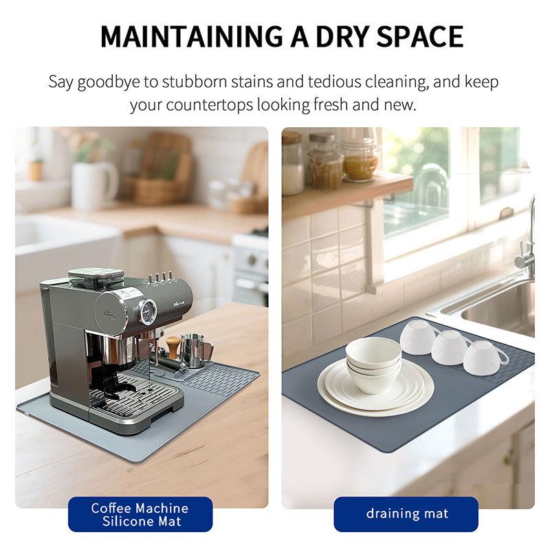 Silicone Coffee Machine Mat & Drip Tray - Two-in-One Square Tamper Mat for Countertops