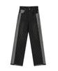 AVANDRESS Two-Tone Quilting Denim Pants Black