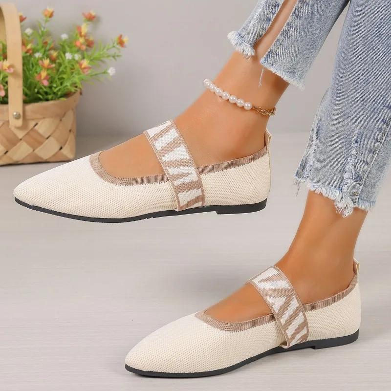 2024 New Hot Selling Women's Shoes Mesh Breathable Pointed Toe Flat Heel Shallow Mouth Comfortable Women's Shoes Zapatos Mujer