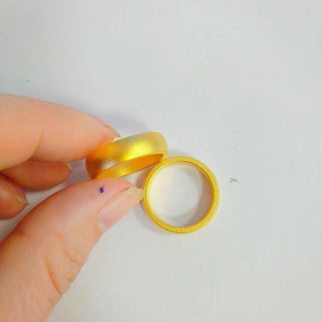 Vietnam Sand Gold 12mm Frosted Tire Bangle Ring - Exquisite Ancient Method, Solid Gold Color Jewelry