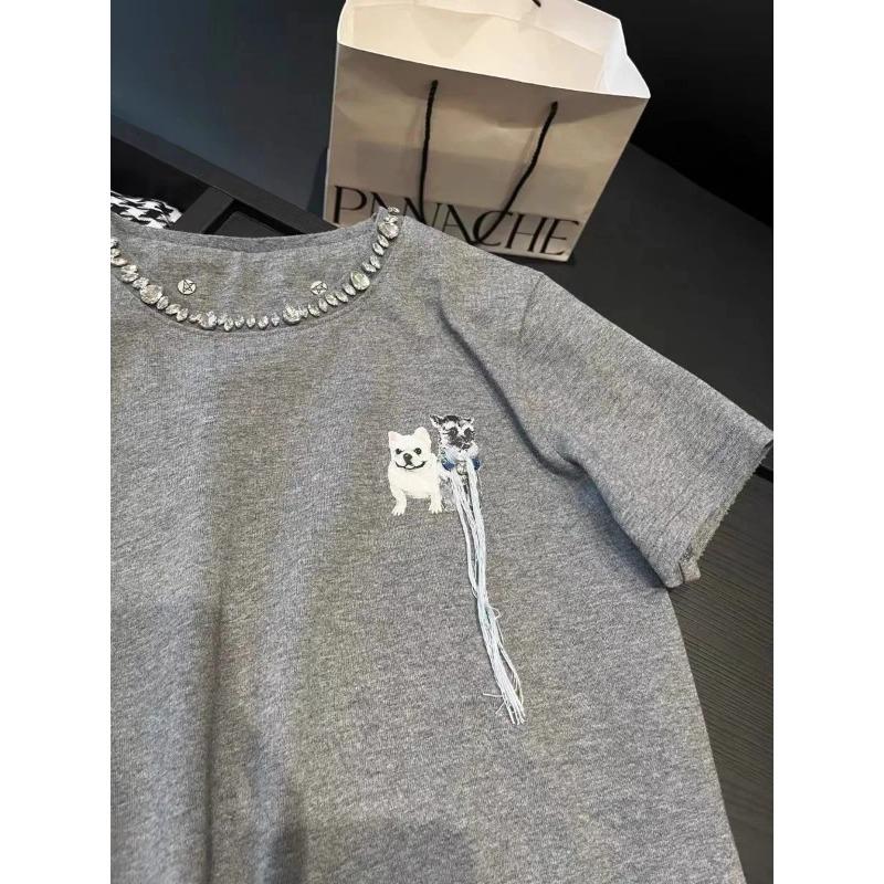Pure Desire Hottie Short-sleeved T-shirt for Women Summer New Fashion Solid Color Versatile Diamond Casual Niche Tops