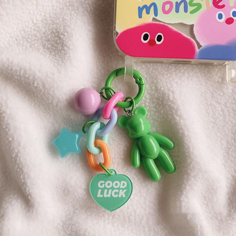 Creative Cute Bear Keychain Colorful Bear Bag Decoration Accessories For Women Girls Earphone Protective Case Pendant