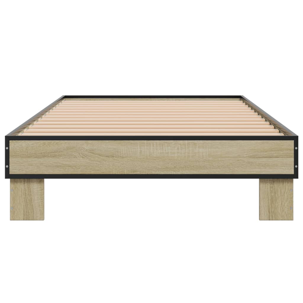 Bed Frame in Sonoma Oak Finish 75 x 190 cm Made of Engineered Wood and Metal