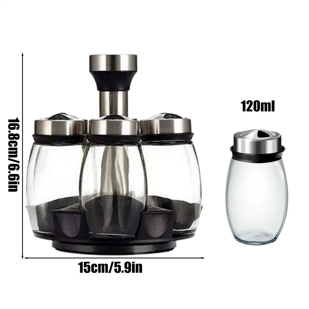 

Rotating Seasoning Jars and Rack Stainless Steel Kitchen Organizer Turntable Condiment Jars for Kitchen Counter Pantry Dining