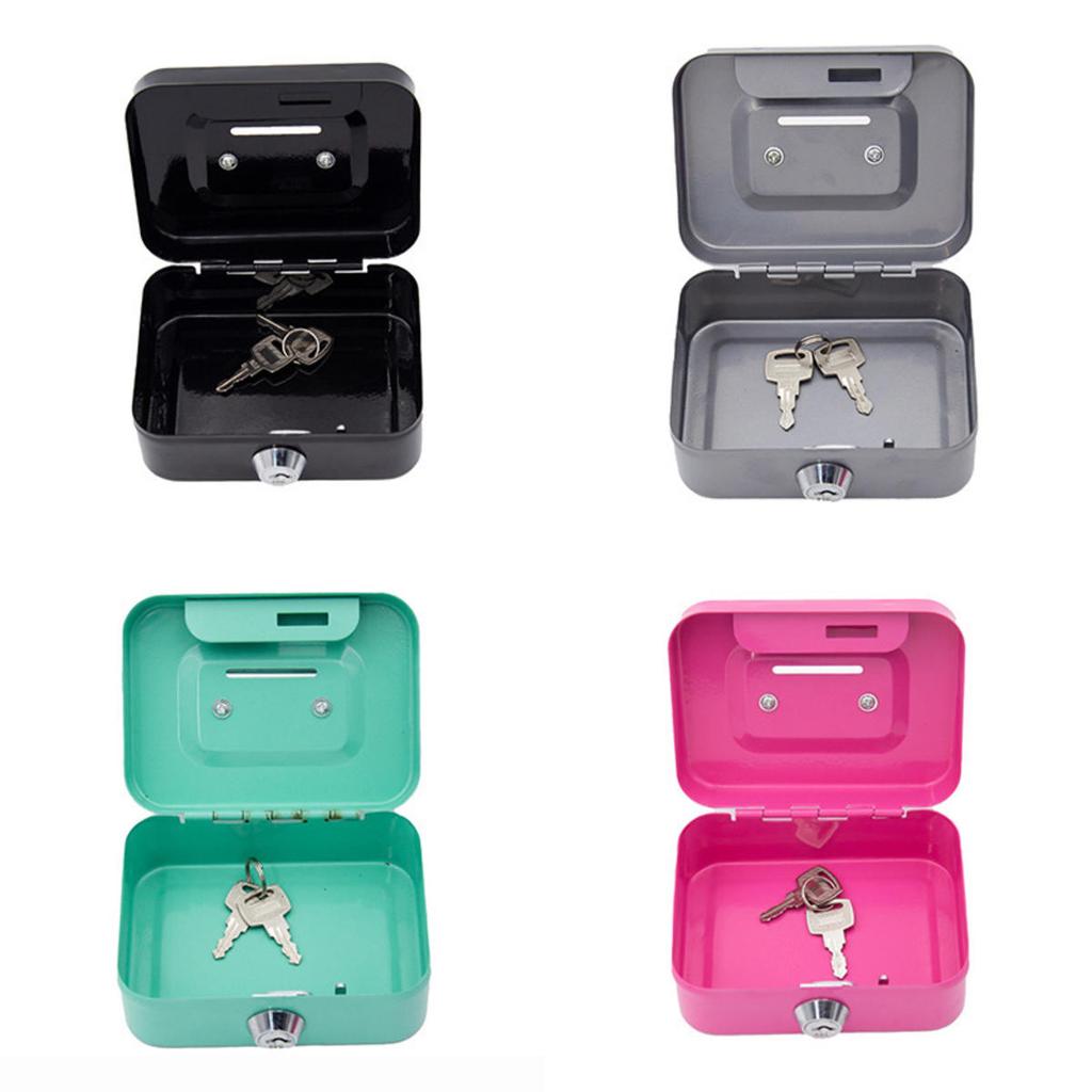 Mini Money Safe Box Key Money Holder Metal Storage Case Small Security Lock Box with Key Kids Portable Lockable Coin Boxes