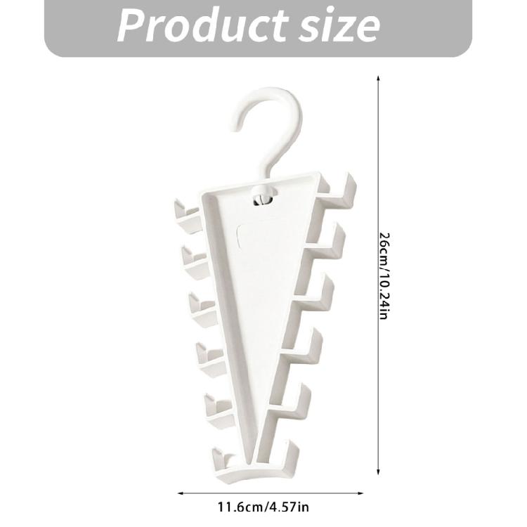 Angled Closet Accessory Rack, White Plastic Double Sided Hanger Holder for Scarves Belts and Closet Storage Use
