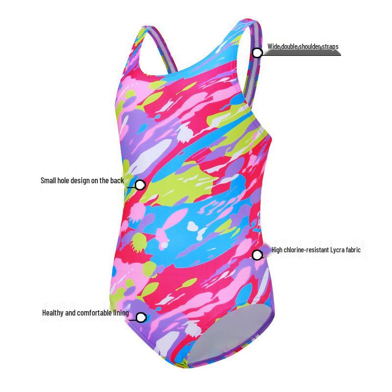 Girls' Anti-Chlorine One-Piece Swimwear for Teens - Ideal for Swim Training