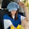 Spring and autumn washed cotton cowboy female painter hat retro octagonal hat big head circumference showing face small beret retro style