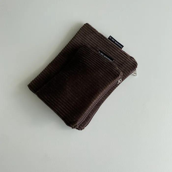 Brown corduroy pouch