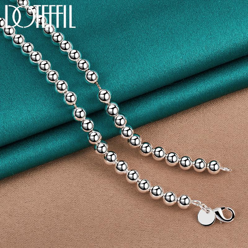 Classic 6mm Bead Chain Silver Necklace Party Gift Charm Jewelry