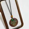 Boho Wooden Pendant Necklace Hollow Leaves Clothing Pendant Vintage Sweater Chain  Gifts