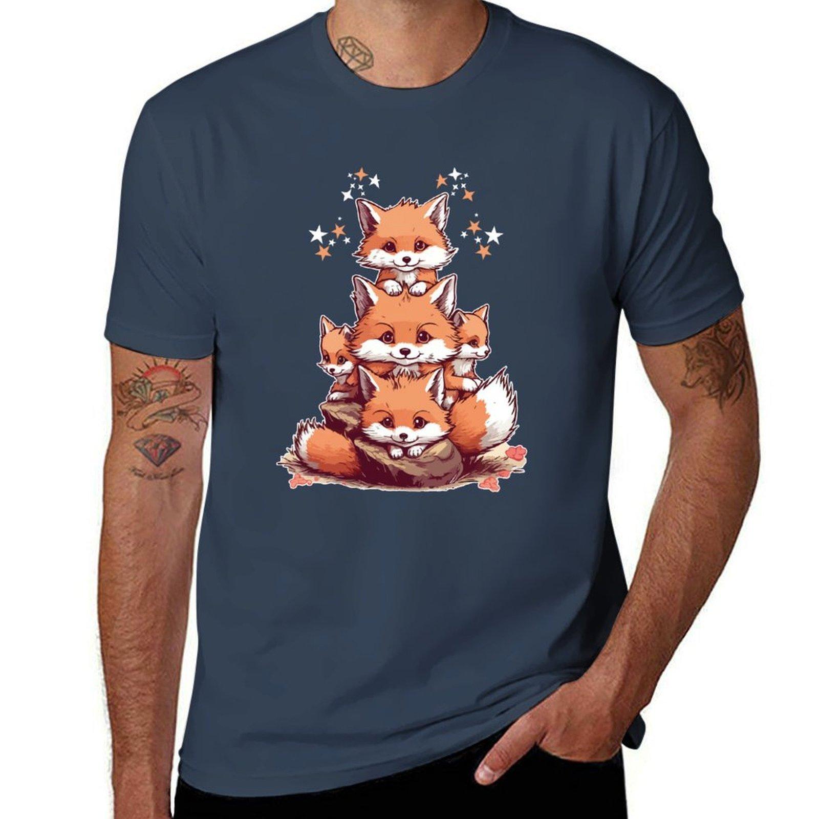 Cute foxes TShirt Retro Graphic Print TShirt S