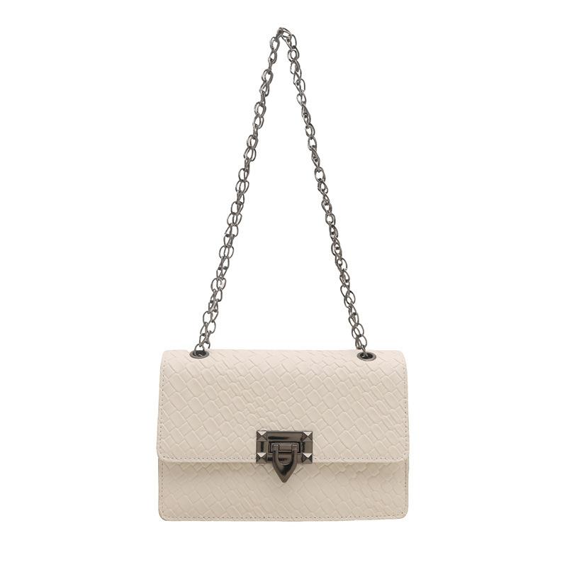 2025 Spring New Chain Small Square Bag Street Trend Stone Pattern Messenger Women's Bag Fashion Zipper Buckle Square Bag
