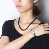 Natural Black Pearl Jewelry Sets For Women,Fashion Jewelry Dangle Earrings&Bracelet&Necklace,Rice Shape 8-9mm Pearl Star Zircon