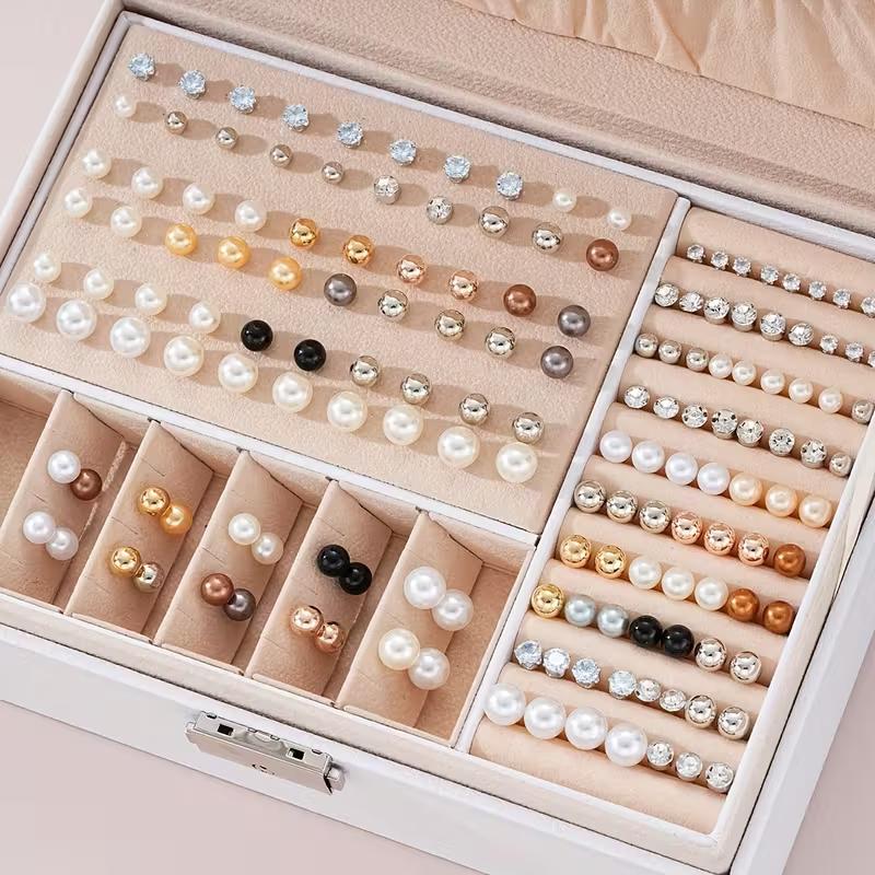 

114pcs Minimalist Colored Stud Earrings Set for Women Vintage Elegant Beads Earring Dates Vacations Daily Wear Jewelry Gift 2026