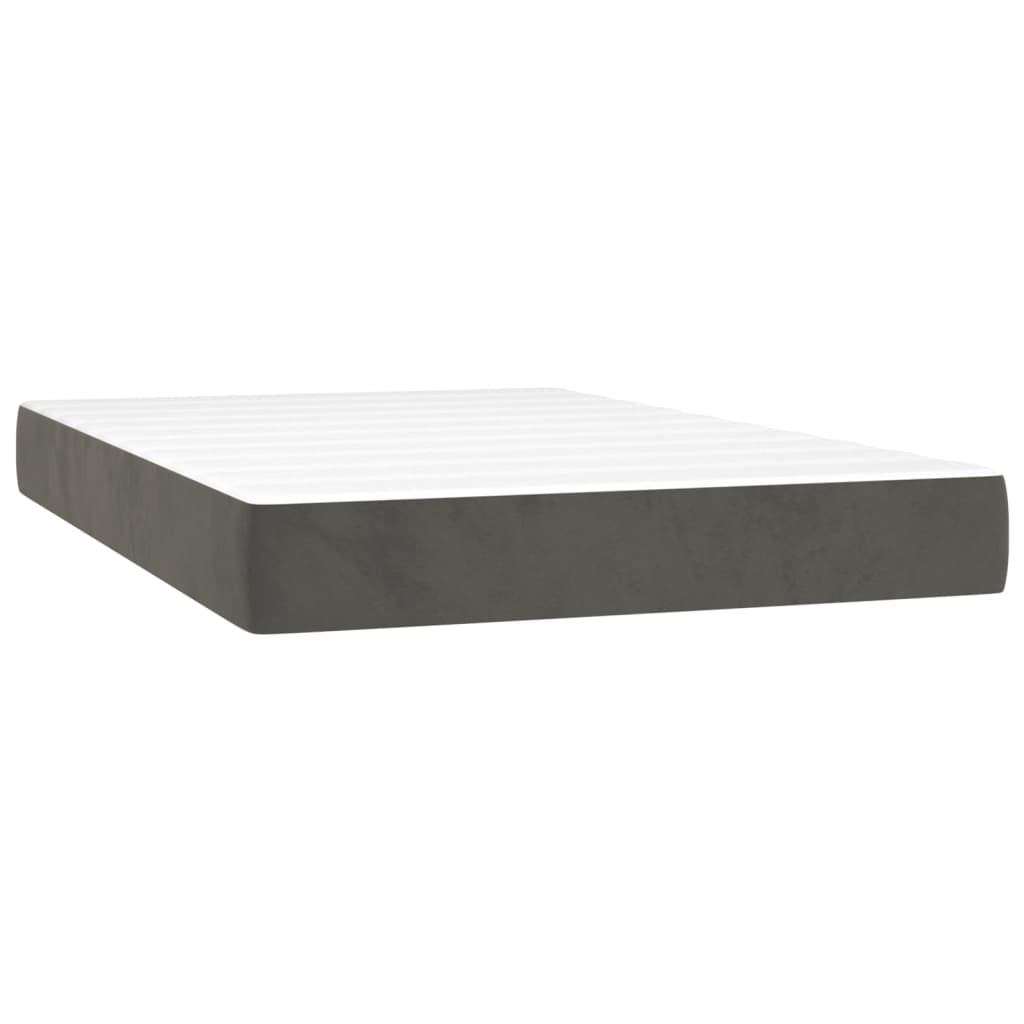 Box Spring Bed with Mattress Dark Gray 120 x 200 cm Velvet