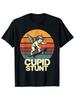 Vintage Lustiges Damen T-Shirt für Amor Stunt Kreativ Bedrucktes Damen Kurzarm Rundhals Lässiges Herren Oberteil T-Shirt Damenbekleidung