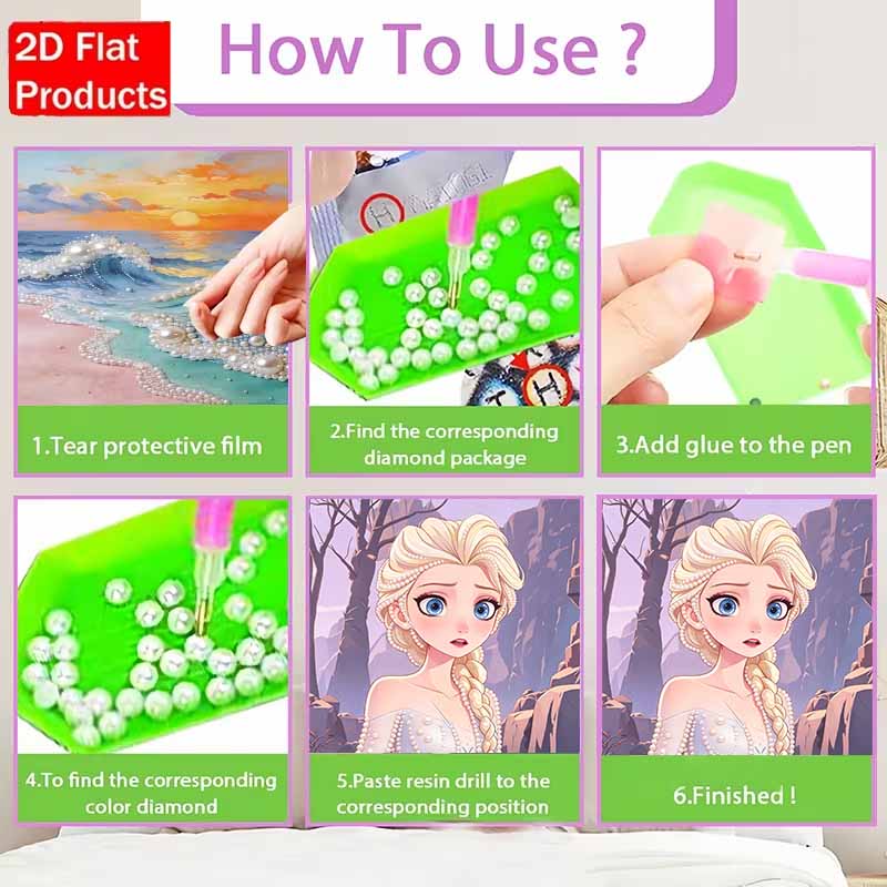 Disney Pearl Painting Frozen Elsa Portrait for Beginners and Adults, DIY Pearl Diamond Art Painting Kit for Home Wall Decor Gifts