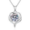 V Necklace Color Moissanite 1ct Simple Heart Pendant Women