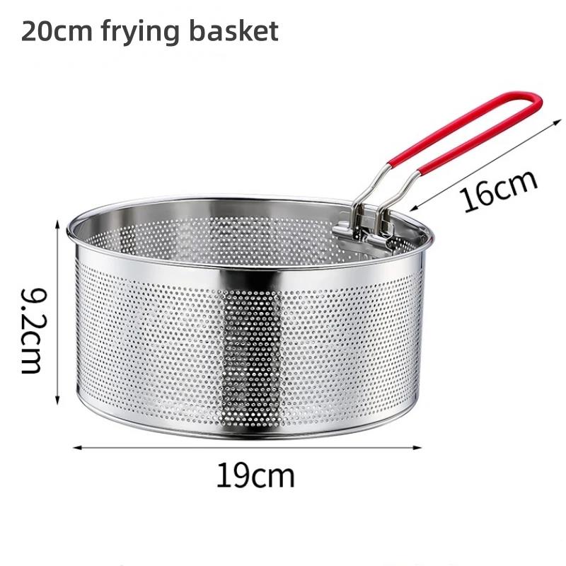 304 Stainless Steel Fried Mesh Kitchen Fry Basket Cooking Basket Fry Pan Oil Pan Strainer Noodle Spoon Colander French Fries6
