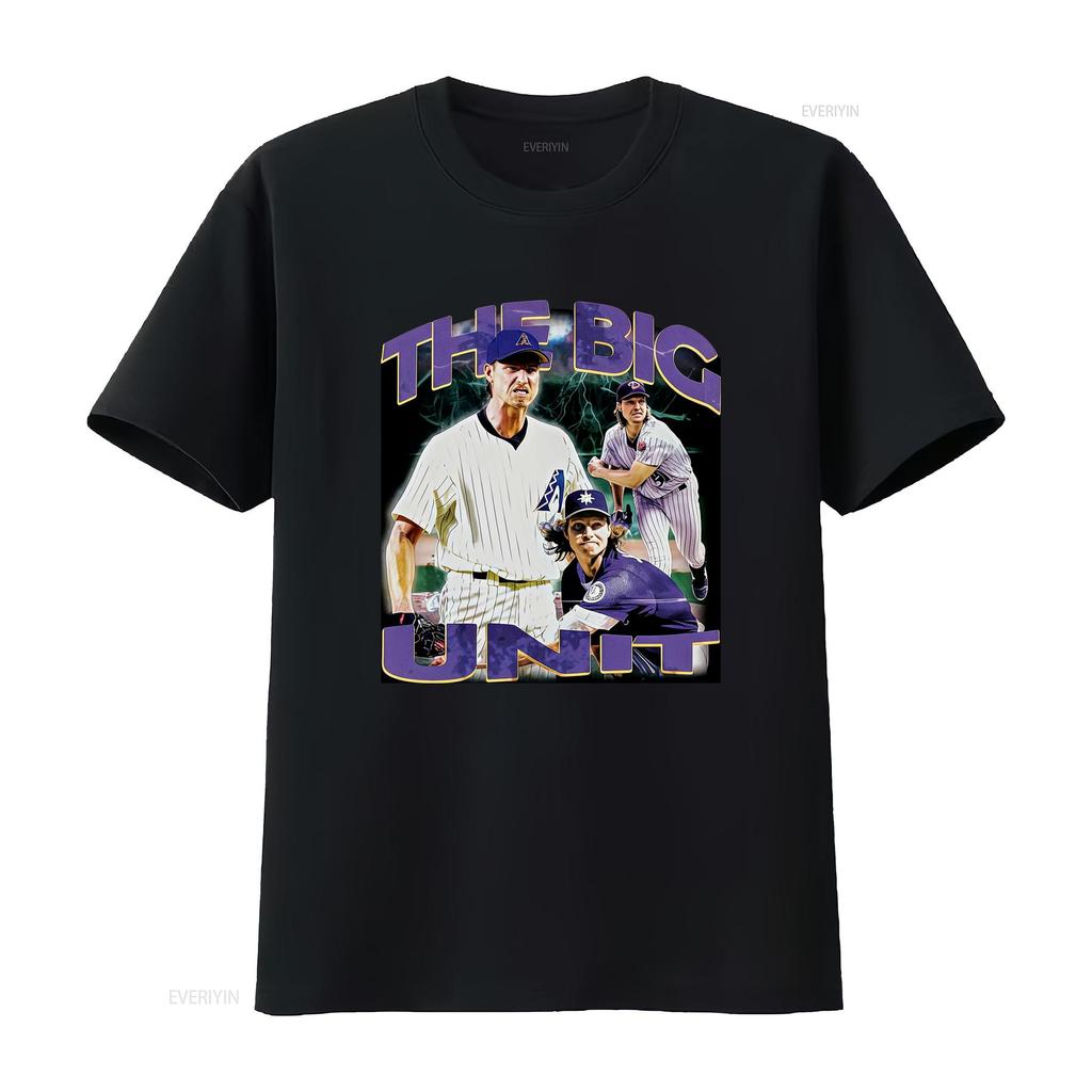 90s Vintage The Big Unit Baseball Player Print Casual Streetwear T Shirt Vintage Washed Top For Everyday Wear Designer Clothes