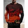 Christmas Muscle Print Tee Men's Clothing Casual Streetwear 3D Printed Top Christma Long Sleeve Oversize O-Neck T-Shirts for Men