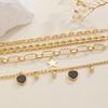 High quality 2026 black love star four-piece set jewelry, personalized simple multi-layer gold hollow chain bracelet