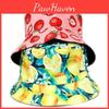 Patterned Fruit Tropical Colorful Basin Hat Reversible Wear Outdoor Protect Sun