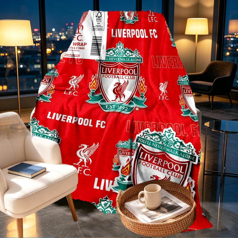 Liverpool F.C. Print Decke - Weich & Bequem, für Schlafzimmer, Reisen, Sofa, Heimdekoration - Geburtstags-Weihnachtsgeschenk für Freund