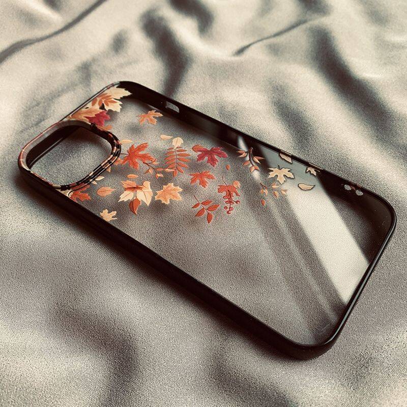 Fashion Yellow Fallen Leaves Phone Case For iPhone 14 15 Pro MAX 11 13 12 16 X SE20 XR 7 8Plus Maple Leaf Hard Clear Cover Shell