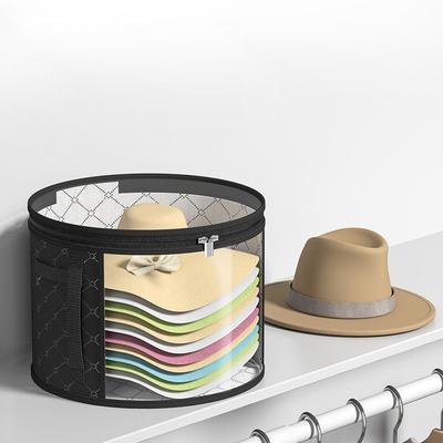 Clear Window Hat Storage Bucket with Handle Round Brim Round Hat Storage Box Universal Large Capacity Baseball Cap Display Rack