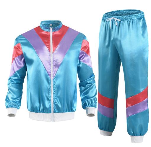 Tuta Disco Anni '90 2pz Abbigliamento Jogging Stile Retro Tema Carnevale Tuta Party Giacca e Pantaloni Live Cosplay costumi cosplay