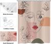 Bohemian Style Abstract Modern Floral Rose Face Shower Curtain 180X 180Cm Waterproof Shower Curtain With 12 Hooks
