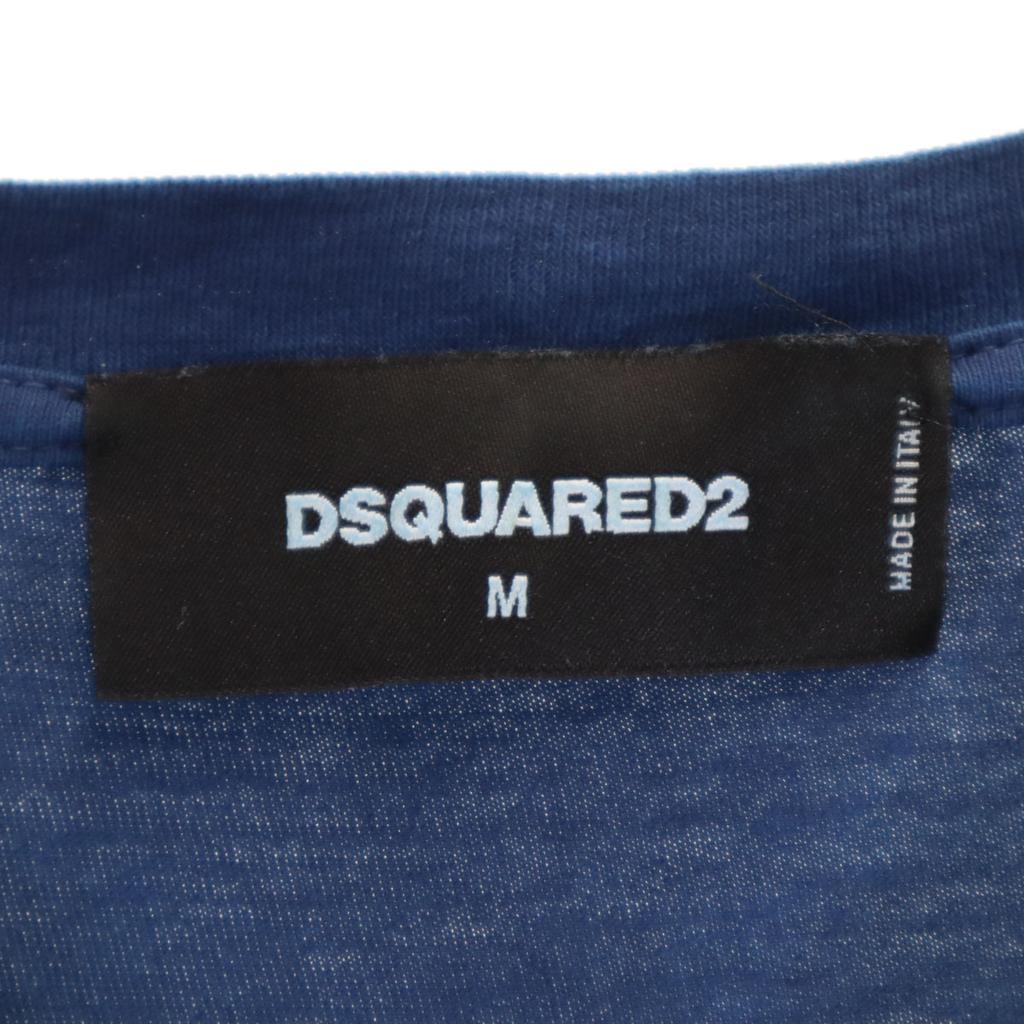 Dsquared2 Made In Italy Back Print Short Sleeve V Neck T-shirt M Navy Men's Used